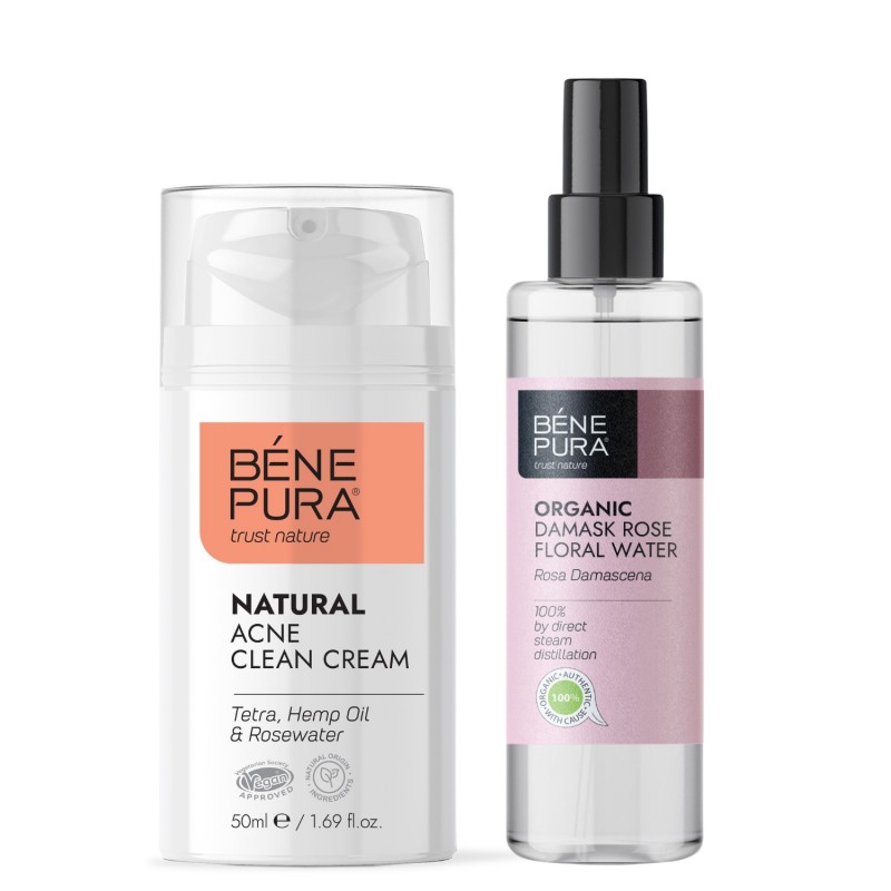 Crema pentru față anti-acnee și Bio Rosa Damascena Apa de Trandafiri - GMC
