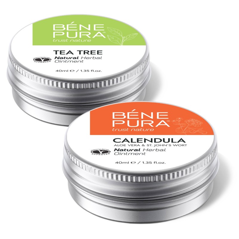 Unguent Pentru Anti Mancarimi cu Arbore de Ceai și Unguent pentru Arsuri și Răni cu Gălbenele, Aloe Vera și Sunătoare - GMC