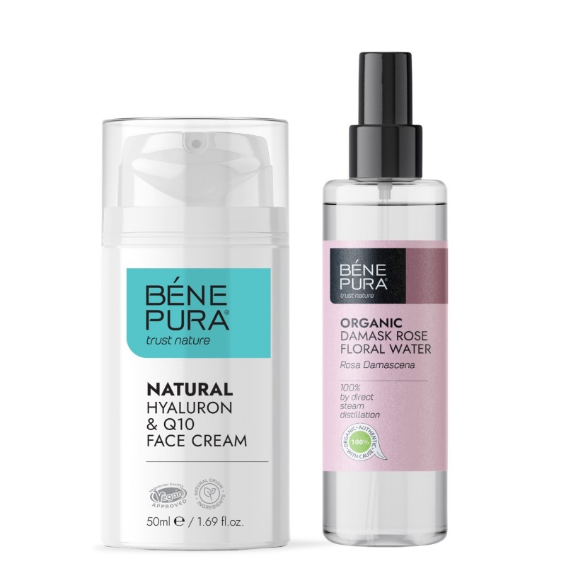 Crema pentru față Hyaluron & Q10 și Bio Rosa Damascena Apa de Trandafiri - GMC