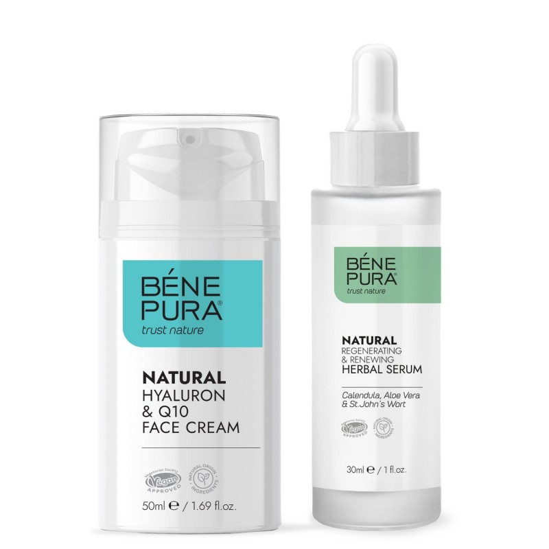 Crema pentru față Hyaluron & Q10 și Ser regenerant pentru față - GMC