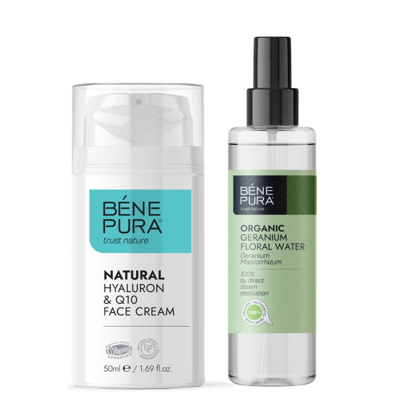 Crema pentru față Hyaluron & Q10 și Bio Geranium Apa florala - GMC