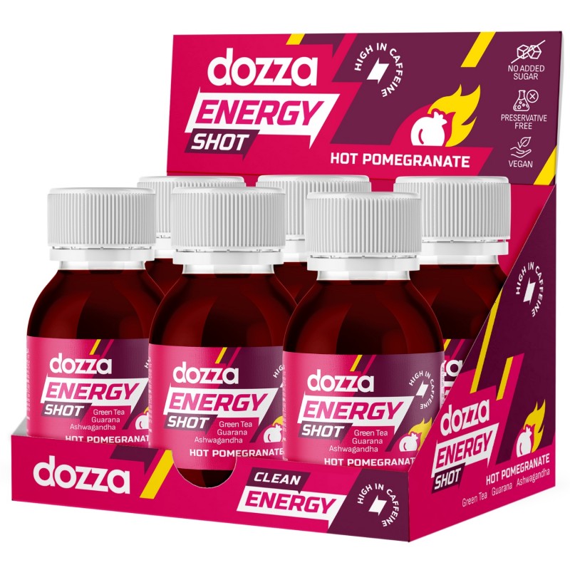 6x Pack DOZZA Energy Hot Pomegranate Energy shot - 60ml - Băuturi energizante