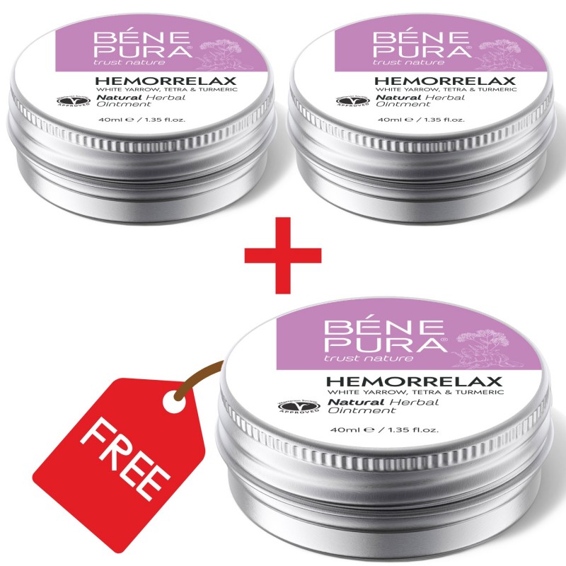 3x Unguent, pentru Hemoroizi, cu Coada șoricelului, Tetra și Turmeric - 40ml - 