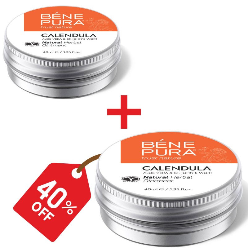 2x Unguent pentru Arsuri și Răni cu Gălbenele, Aloe Vera și Sunătoare - 40ml - 